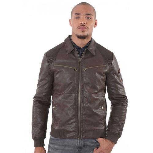 Soldes Blouson Simili Cuir Marron Homme Nos bonnes affaires de